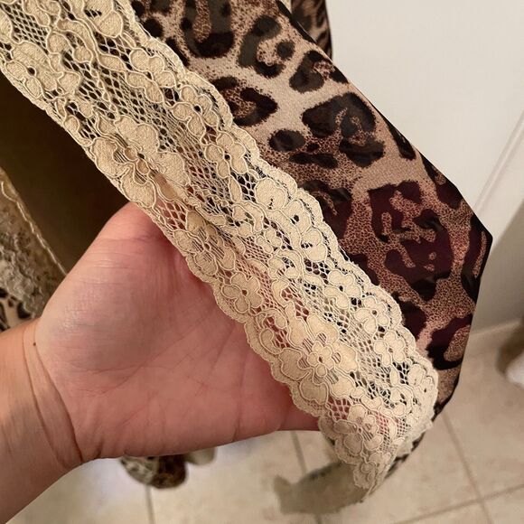 Finesse Sleeveless Lace Cut out Leopard Print Maxi Dress Brown Size XS - Picture 6 of 13